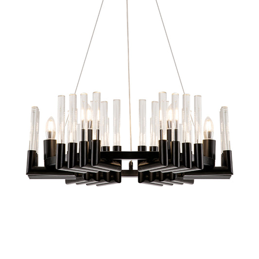 Clear Crystal Candelabra Ceiling Chandelier Minimal 6 Lights Black Finish Hanging Lamp Kit for Dining Room Clearhalo 'Ceiling Lights' 'Chandeliers' 'Modern Chandeliers' 'Modern' Lighting' 968405