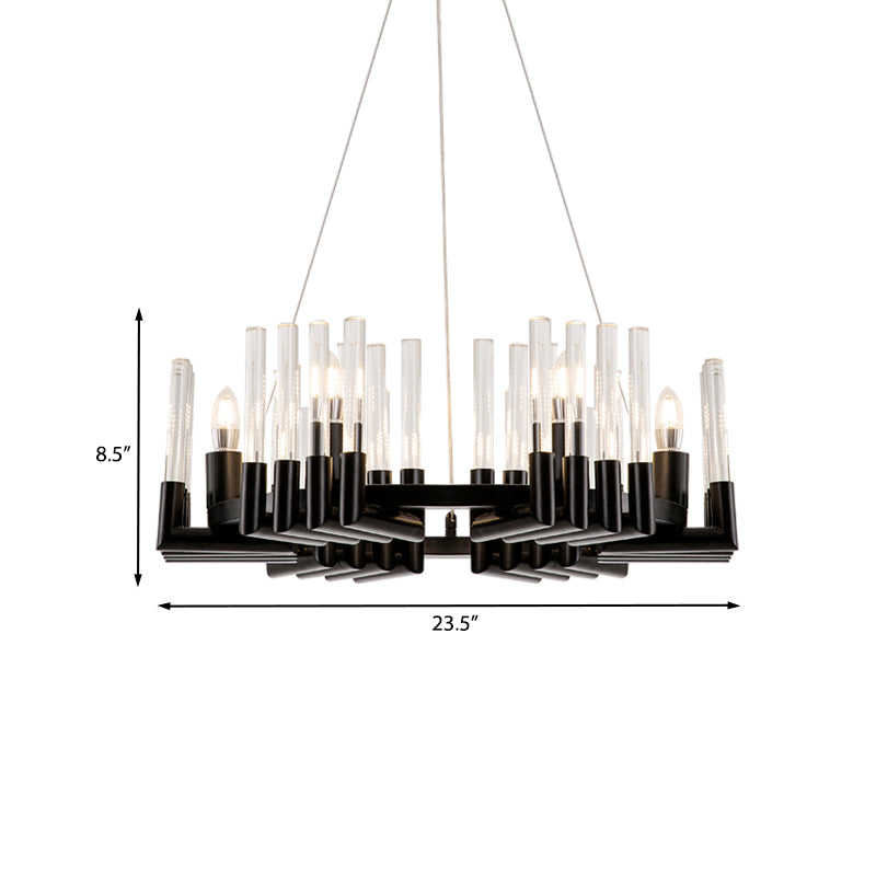 Clear Crystal Candelabra Ceiling Chandelier Minimal 6 Lights Black Finish Hanging Lamp Kit for Dining Room Clearhalo 'Ceiling Lights' 'Chandeliers' 'Modern Chandeliers' 'Modern' Lighting' 968406