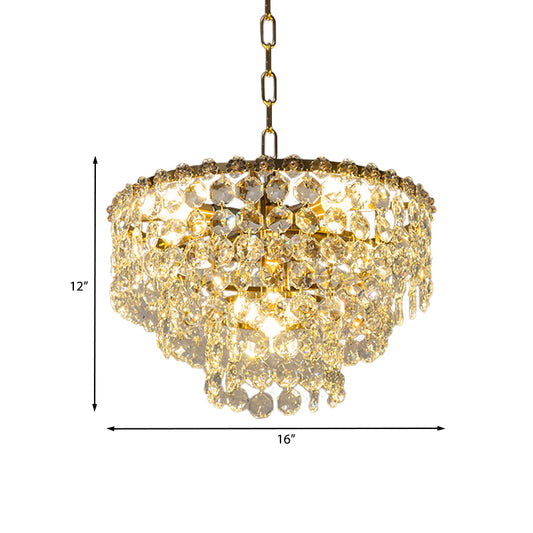Layered Round Pendant Chandelier Minimalist Clear Crystal Ball 5 Heads Dining Room Hanging Light Fixture Clearhalo 'Ceiling Lights' 'Chandeliers' 'Clear' 'Industrial' 'Modern Chandeliers' 'Modern' 'Tiffany' 'Traditional Chandeliers' Lighting' 968410