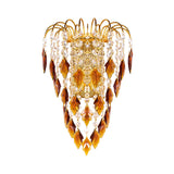 Modern 2-Light Wall Lighting Brass Finish Curved Wall Mounted Lamp with Tan/Blue Crystal Shade Clearhalo 'Modern wall lights' 'Modern' 'Wall Lamps & Sconces' 'Wall Lights' Lighting' 968532