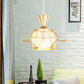 Wire Cage Hanging Pendant Light Modern Metal 1 Light Dining Room Ceiling Lamp in Black/Gold with Drum Crystal Shade Clearhalo 'Ceiling Lights' 'Modern Pendants' 'Modern' 'Pendant Lights' 'Pendants' Lighting' 968626