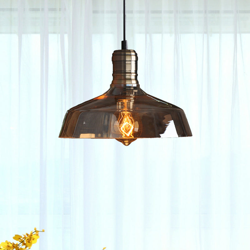 Brass 1 Light Hanging Ceiling Light Retro Vintage Amber Glass Barn Pendants Lighting for Living Room Clearhalo 'Ceiling Lights' 'Glass shade' 'Glass' 'Industrial Pendants' 'Industrial' 'Middle Century Pendants' 'Pendant Lights' 'Pendants' 'Tiffany' Lighting' 968887