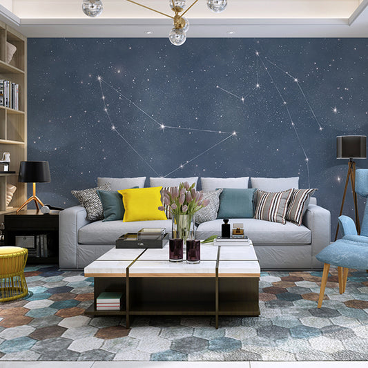 Contemporary Horoscope Mural Wallpaper in Dark Blue Living Room Wall Decor, Made to Measure Clearhalo 'Wall Decor' 'Wall Mural' 969122
