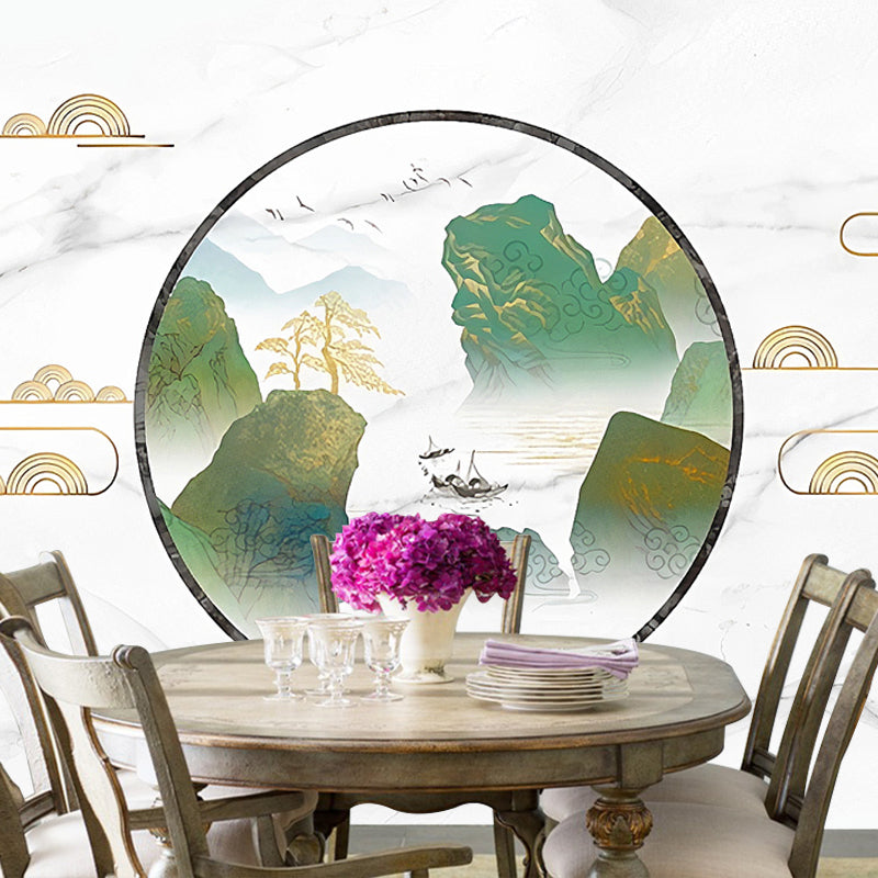 Illustration Mountain Mural Full Size Wall Art for Accent Wall, Custom-Printed Clearhalo 'Wall Decor' 'Wall Mural' 969521