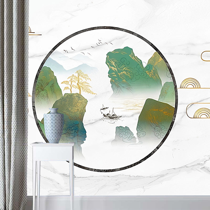 Illustration Mountain Mural Full Size Wall Art for Accent Wall, Custom-Printed Clearhalo 'Wall Decor' 'Wall Mural' 969522