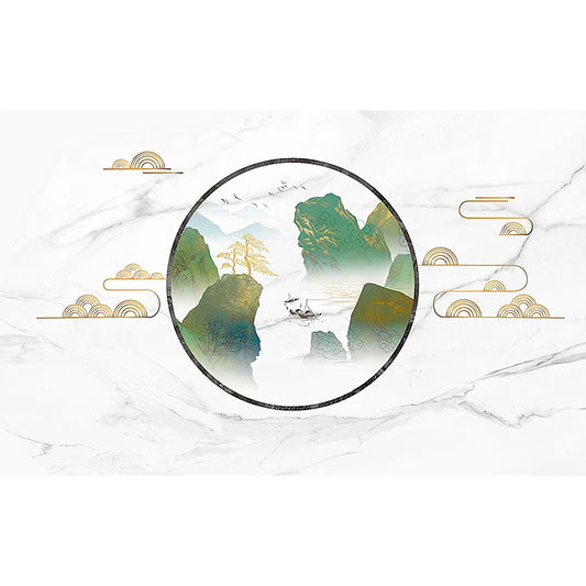 Illustration Mountain Mural Full Size Wall Art for Accent Wall, Custom-Printed Clearhalo 'Wall Decor' 'Wall Mural' 969523