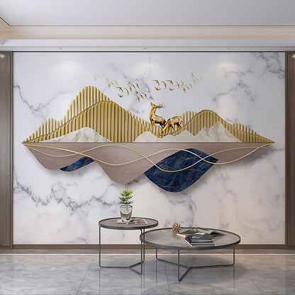 Full Size Illustration Deer Mural for Accent Wall in Marble Color, Personalized Size Available Marble Clearhalo 'Wall Decor' 'Wall Mural' 969695