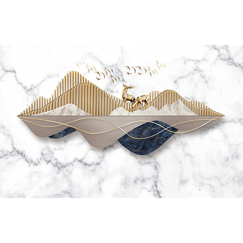 Full Size Illustration Deer Mural for Accent Wall in Marble Color, Personalized Size Available Clearhalo 'Wall Decor' 'Wall Mural' 969698