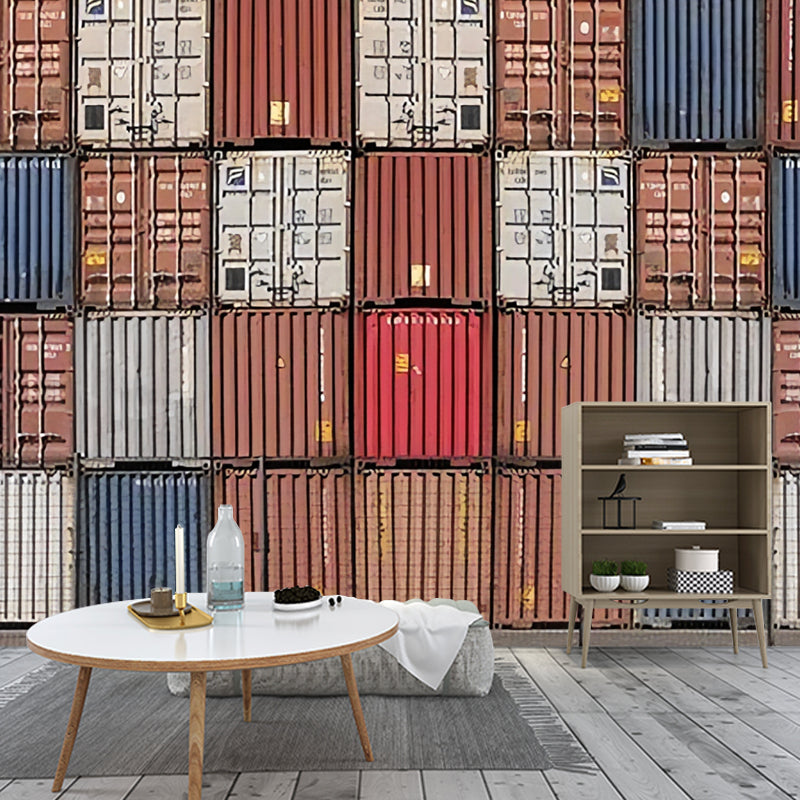 Industrial Container Wall Decor in Pastel Color Living Room Wall Mural, Custom-Made Clearhalo 'Wall Decor' 'Wall Mural' 969721