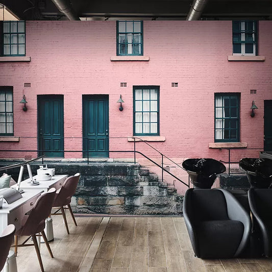 European Building Wall Covering in Pink and Grey, Classic Mural Wallpaper for Bedroom Clearhalo 'Wall Decor' 'Wall Mural' 969727