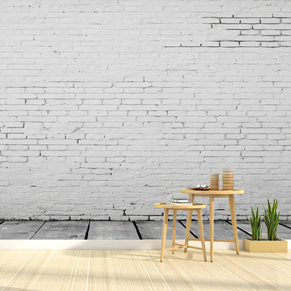 Moisture-Resistant Brick Wall Art Non-Woven Contemporary Wall Mural for Accent Wall White Clearhalo 'Wall Decor' 'Wall Mural' 969730