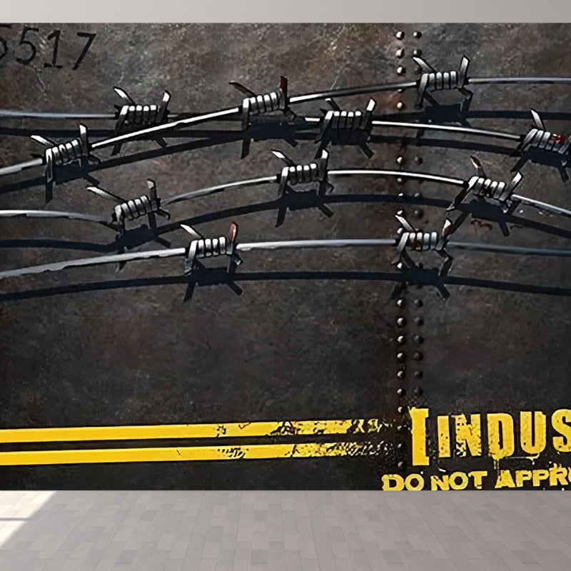 Photo Chain and Rivet Mural for Coffee Shop Letter Industrial Wall Covering in Black, Stain-Resistant Black Clearhalo 'Wall Decor' 'Wall Mural' 969745