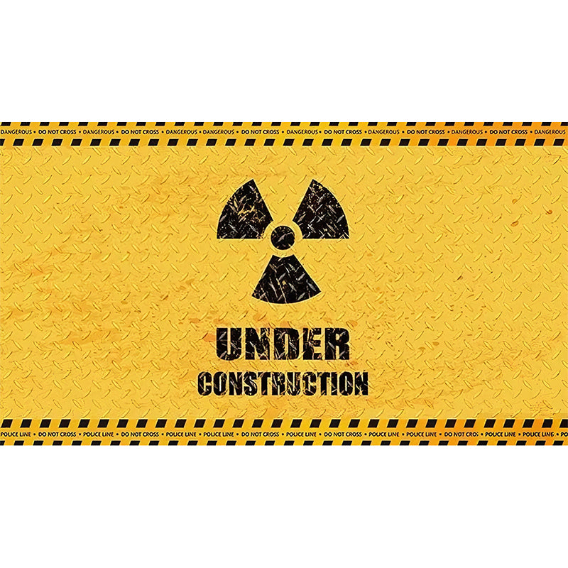 Personalized Illustration Industrial Mural for Accent Wall with Warning Sign Design in Black and Yellow Clearhalo 'Wall Decor' 'Wall Mural' 969753