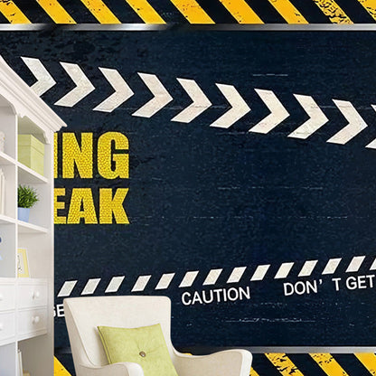 Illustration Delivery Belt Mural Wallpaper for Home Decoration, Yellow and Black, Custom-Printed Yellow-White Clearhalo 'Wall Decor' 'Wall Mural' 969755