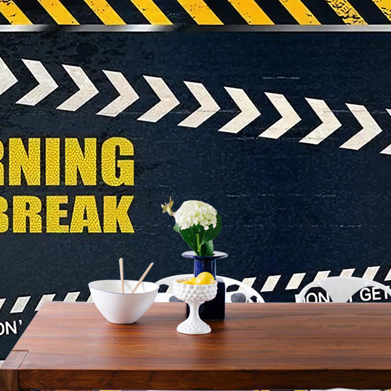 Illustration Delivery Belt Mural Wallpaper for Home Decoration, Yellow and Black, Custom-Printed Clearhalo 'Wall Decor' 'Wall Mural' 969756