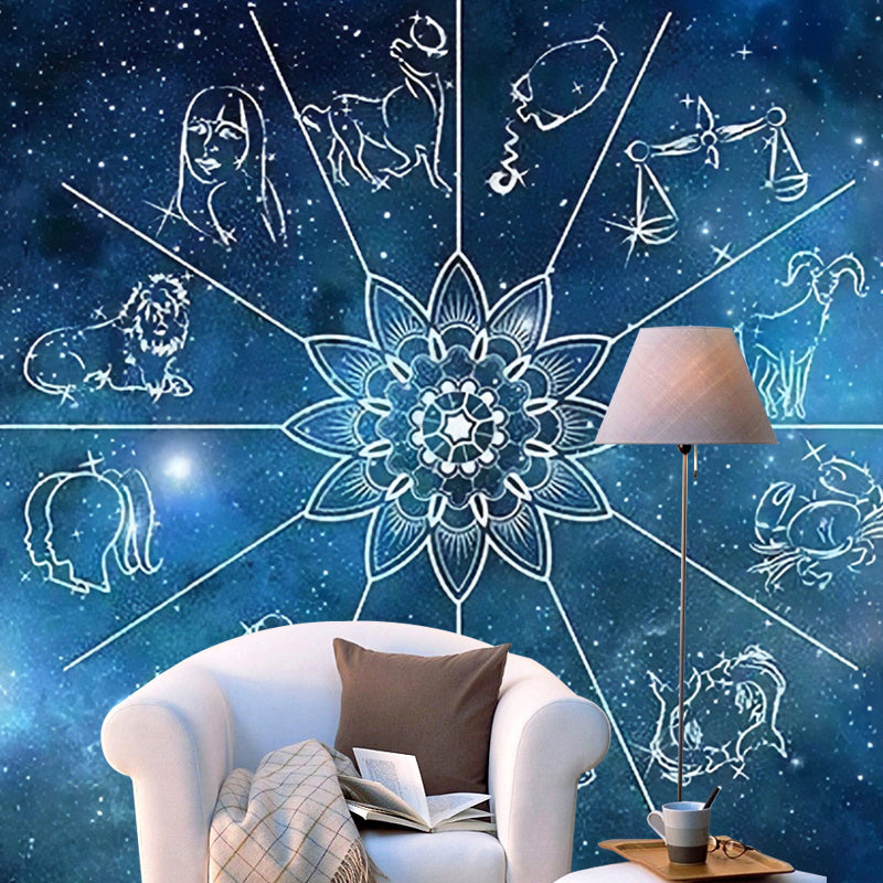 Illustration Universe Wall Art Full Size Mural for Accent Wall, Personalized Size Available Blue Clearhalo 'Wall Decor' 'Wall Mural' 969760