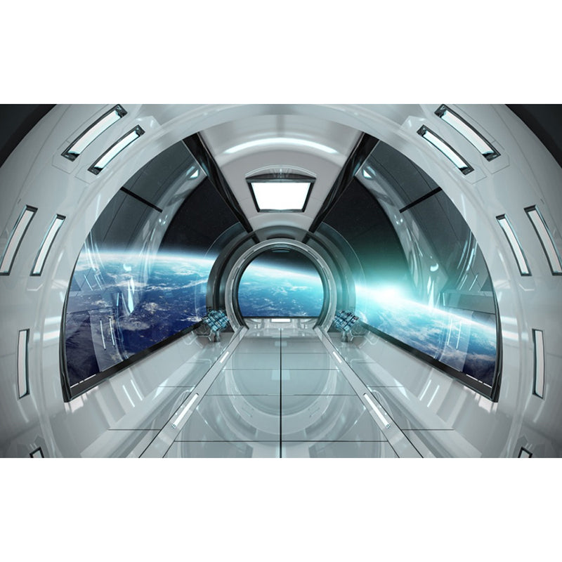 Photo Minimalist Mural Wallpaper in Grey and Green 3D Tunnel Wall Decor, Custom-Printed Clearhalo 'Wall Decor' 'Wall Mural' 969773