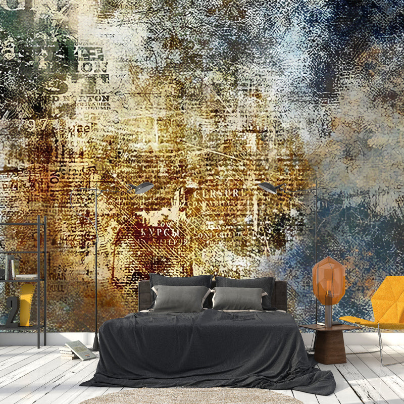 Giant Graffiti Wall Covering Blue and Brown Non-Woven Material Wall Mural for Dress Shop, Made to Measure Clearhalo 'Wall Decor' 'Wall Mural' 969797