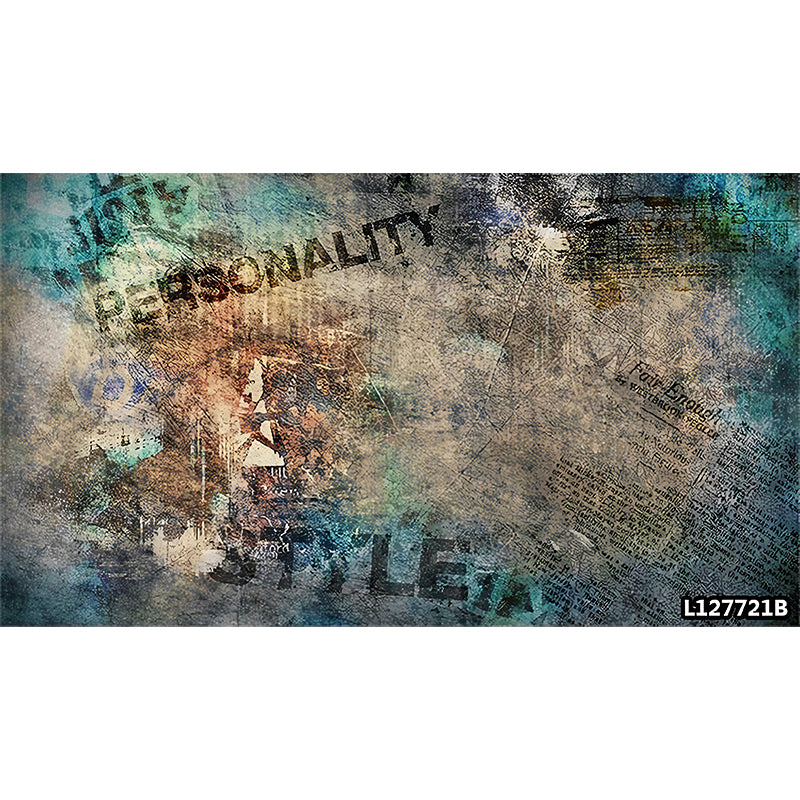 Green and Brown Graffiti Mural Wallpaper Stain-Resistant Wall Art for Coffee Shop Decoration Clearhalo 'Wall Decor' 'Wall Mural' 969808