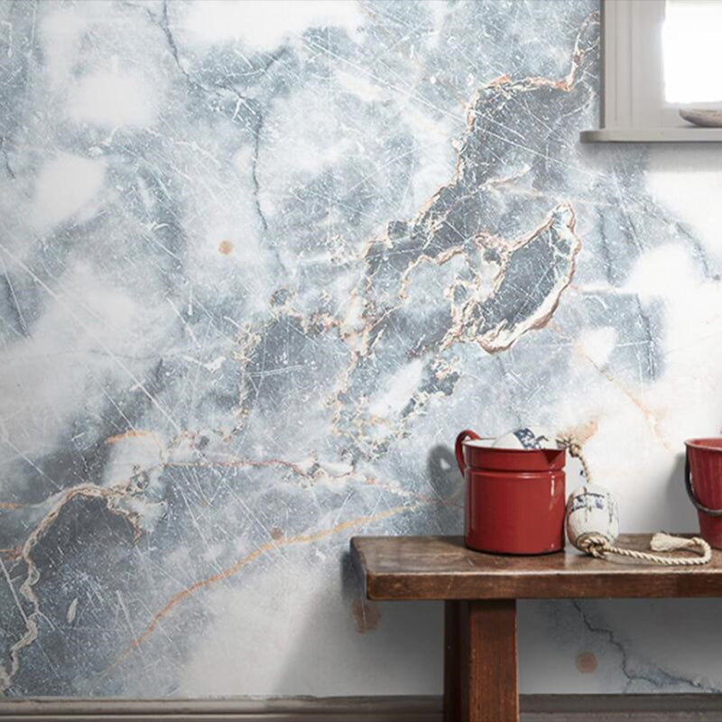 Minimalist Marble Wall Mural for Living Room and Bathroom, Personalized Size Wall Decor in Pastel Grey Clearhalo 'Wall Decor' 'Wall Mural' 969817