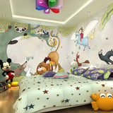 Illustration Cartoon Animal Mural for Children 3D Effect Wall Covering for Kid's Bedroom Clearhalo 'Wall Decor' 'Wall Mural' 969826