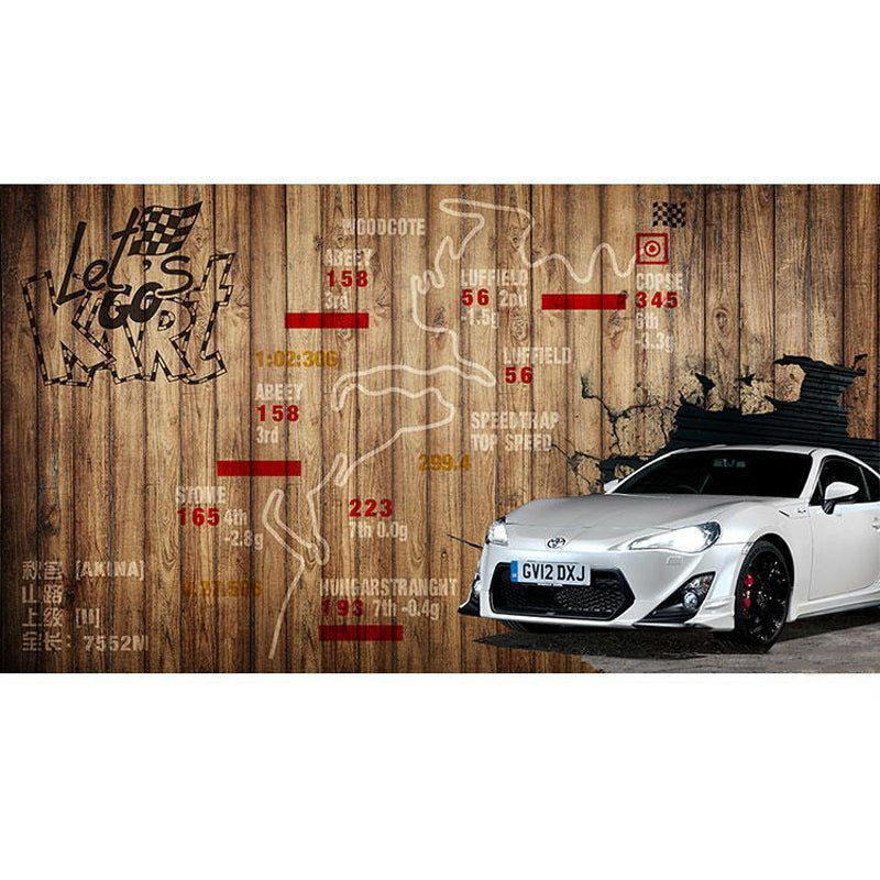 Yellow Wood and Car Mural Wallpaper Water-Resistant Wall Covering for Home Decoration Clearhalo 'Wall Decor' 'Wall Mural' 969946