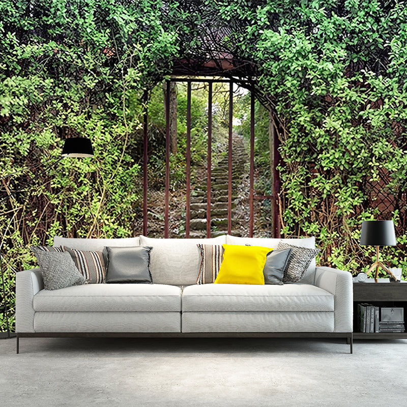 Photo Plant and Stair Mural Whole Wall Covering for Kitchen, Personalized Size Available Clearhalo 'Wall Decor' 'Wall Mural' 969980