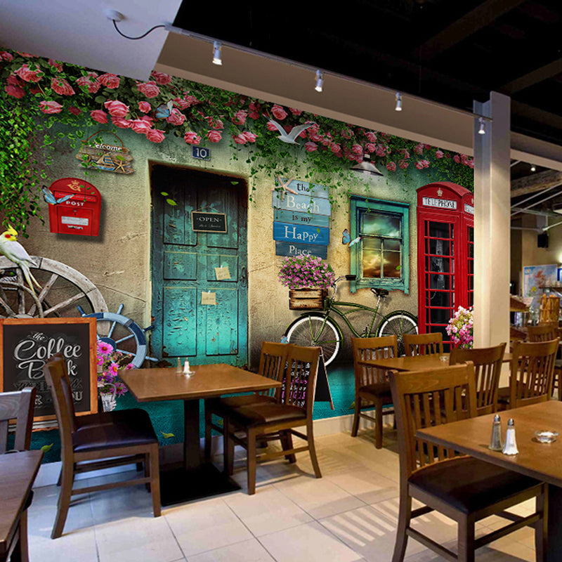 European Street Wall Mural for Accent Wall, Pastel Color, Personalized Size Available Clearhalo 'Wall Decor' 'Wall Mural' 969999