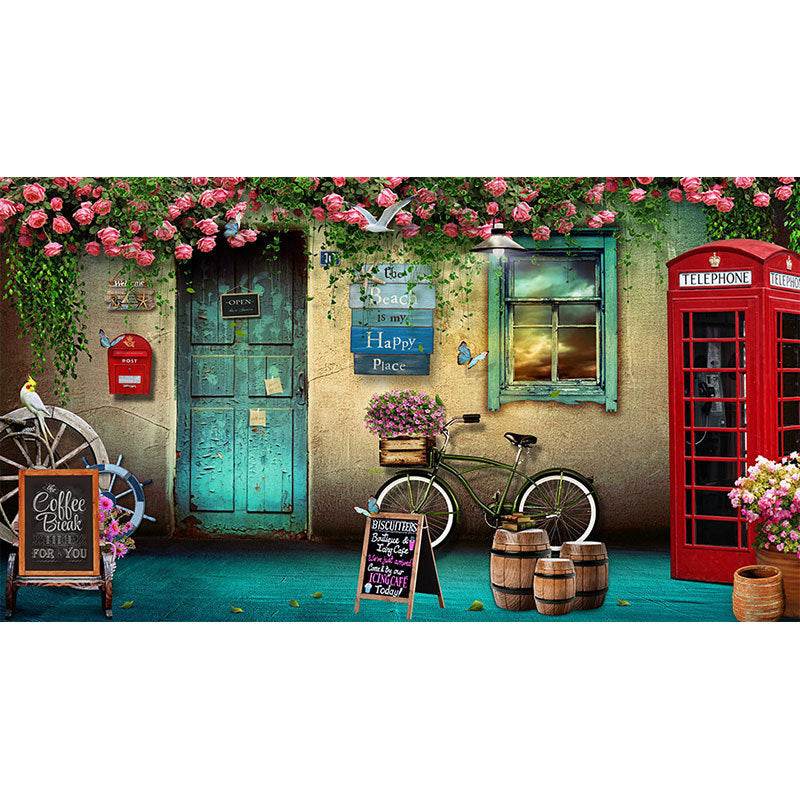 European Street Wall Mural for Accent Wall, Pastel Color, Personalized Size Available Clearhalo 'Wall Decor' 'Wall Mural' 970001