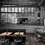 Industrial Warehouse Mural Wallpaper for Bar Decoration, Extra Large Wall Decor in Grey Clearhalo 'Wall Decor' 'Wall Mural' 970044