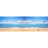 Fresh Seashore and Seagull Mural for Living Room, Personalizes Size Wall Covering in Soft Blue Clearhalo 'Wall Decor' 'Wall Mural' 970050