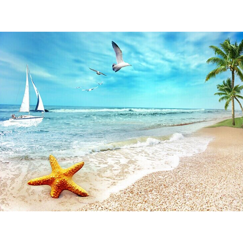 Decorative Seashore Wall Covering Non-Woven Fabric Minimalist Wall Mural for Accent Wall Clearhalo 'Wall Decor' 'Wall Mural' 970065