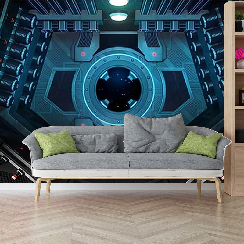 Dark Blue Modernism Mural Wallpaper Space Capsule Wall Covering for Bar Decoration Clearhalo 'Wall Decor' 'Wall Mural' 970069