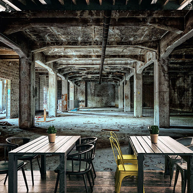 Full Size 3D Warehouse Mural in Brown Non-Woven Fabric Wall Art for Meeting Room, Custom-Made Clearhalo 'Wall Decor' 'Wall Mural' 970078