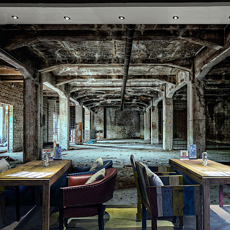 Full Size 3D Warehouse Mural in Brown Non-Woven Fabric Wall Art for Meeting Room, Custom-Made Clearhalo 'Wall Decor' 'Wall Mural' 970079