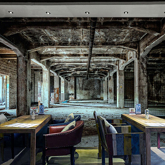 Full Size 3D Warehouse Mural in Brown Non-Woven Fabric Wall Art for Meeting Room, Custom-Made Clearhalo 'Wall Decor' 'Wall Mural' 970079