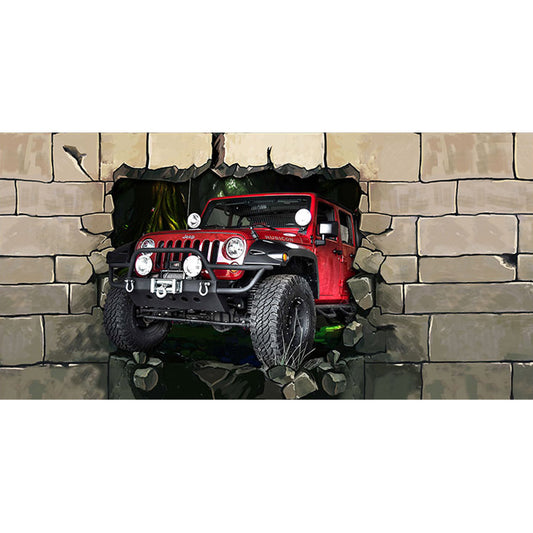 Illustration 3D Car Mural Extra Large Wall Art for Bar, Personalized Size Available Clearhalo 'Wall Decor' 'Wall Mural' 970140