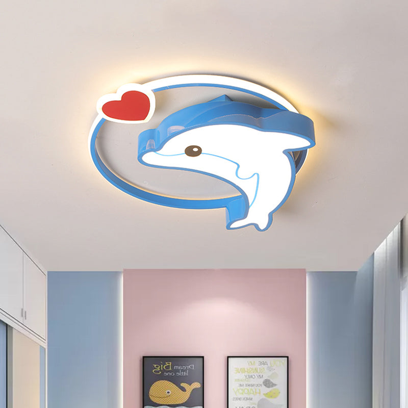 Blue Dolphin Flush Light Fixture Cartoon LED Acrylic Ceiling Flush Mount in  Warm/White Light for Nursery - Clearhalo