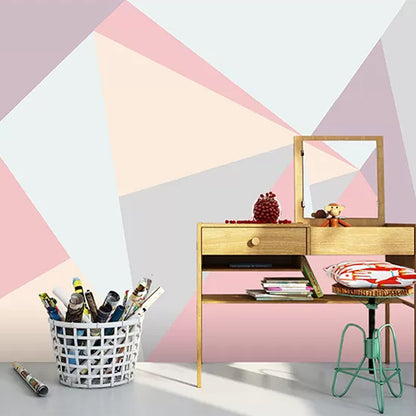 Extra Large Color Block Mural Wallpaper Home Decoration Wall Art in Pink and Blue, Stain-Resistant Pink-Blue Clearhalo 'Wall Decor' 'Wall Mural' 975195