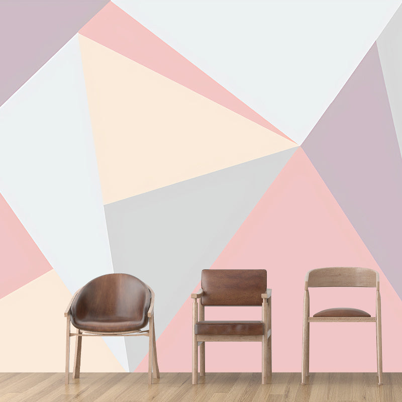 Extra Large Color Block Mural Wallpaper Home Decoration Wall Art in Pink and Blue, Stain-Resistant Clearhalo 'Wall Decor' 'Wall Mural' 975196