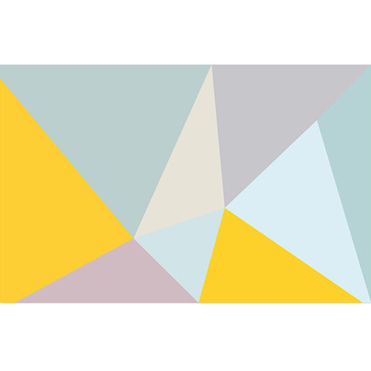 Personalized Size Illustration Wall Mural for Living Room with Color Block in Blue and Yellow Clearhalo 'Wall Decor' 'Wall Mural' 975208