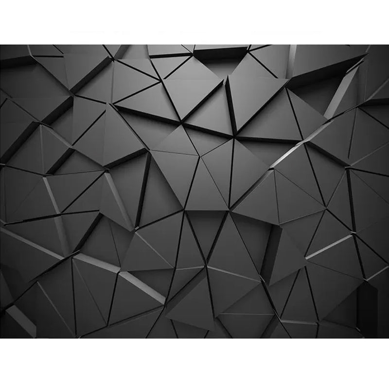 Whole Photography 3D Triangle Mural for Meeting Room in Black and Grey, Made to Measure Clearhalo 'Wall Decor' 'Wall Mural' 975215