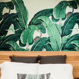 Illustration Style Banana Leaves Mural Extra Large Wall Art for Thai Restaurant, Made to Measure Clearhalo 'Wall Decor' 'Wall Mural' 976956