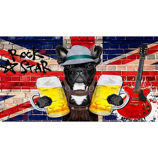 Neutral Color Cartoon Dog Mural Wallpaper Stain-Resistant Wall Covering for Coffee Shop