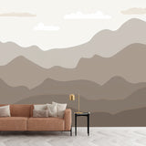 Enormous Mountain Wall Mural Decal in Grey and Brown Non-Woven Material Wall Art for Kid, Custom-Printed Clearhalo 'Wall Decor' 'Wall Mural' 977265