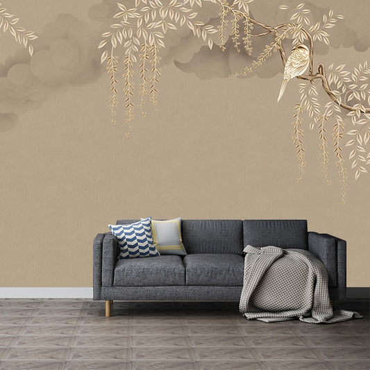 Brown Willow Mural Wallpaper Waterproofing Wall Covering for Bedroom Decoration Clearhalo 'Wall Decor' 'Wall Mural' 977421