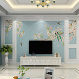 Giant Minimalist Mural Wallpaper Green and Pink Cluster Blossoms Wall Covering, Personalized Size Available Clearhalo 'Wall Decor' 'Wall Mural' 977456