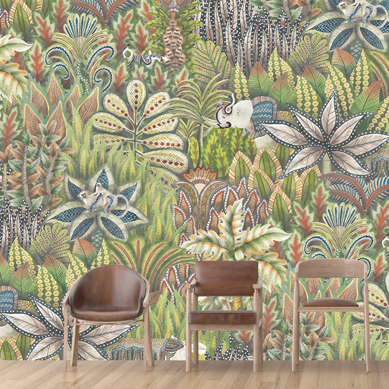 Countryside Leaves Mural Wallpaper in Green Guest Room Wall Covering, Made to Measure Light Green Clearhalo 'Wall Decor' 'Wall Mural' 977549