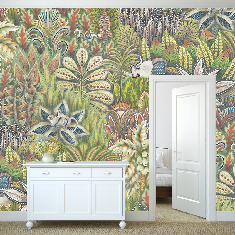Countryside Leaves Mural Wallpaper in Green Guest Room Wall Covering, Made to Measure Clearhalo 'Wall Decor' 'Wall Mural' 977550