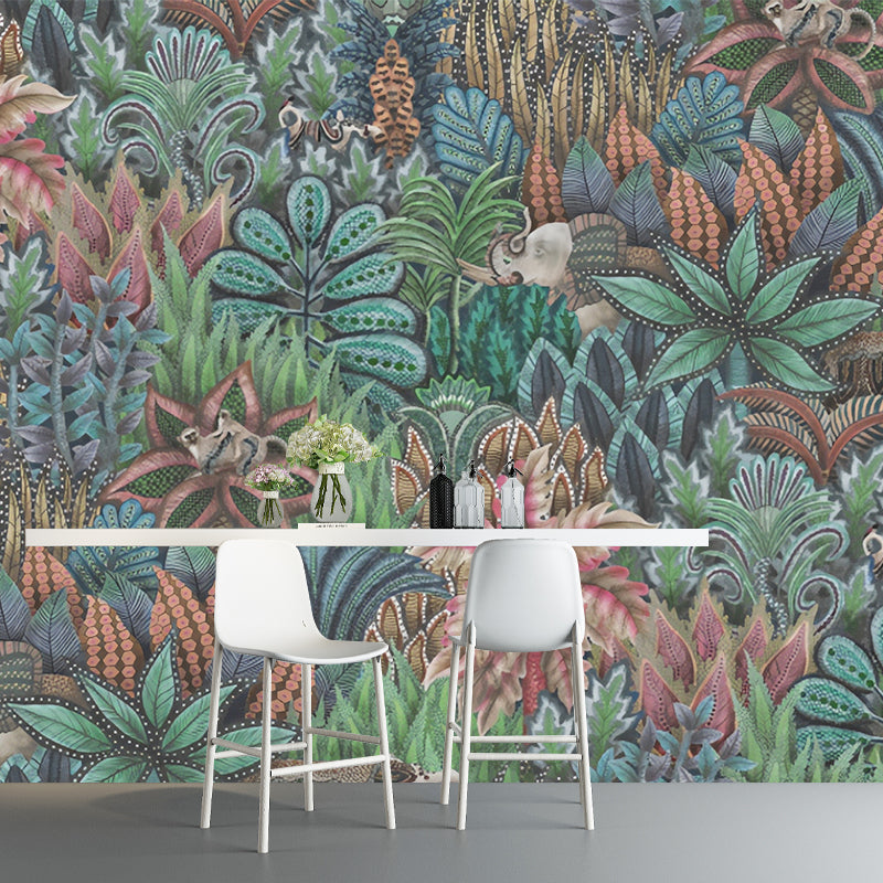 Countryside Leaves Mural Wallpaper in Green Guest Room Wall Covering, Made to Measure Clearhalo 'Wall Decor' 'Wall Mural' 977556